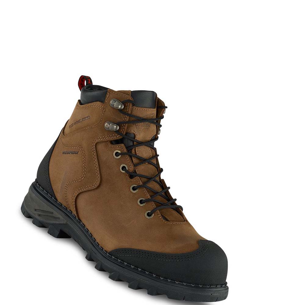 Red Wing Burnside 6-inch Safety Toe Men\'s Waterproof Boots Brown | ZA 423YXF